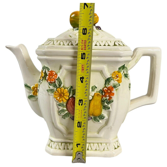 Vintage Lefton Teapot 6755 Fruit Floral Garland Garden Orchard Cottage - Picture 12 of 12
